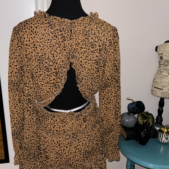 Leopard Print Ruffle Open Back Dress - Picture 4 of 5